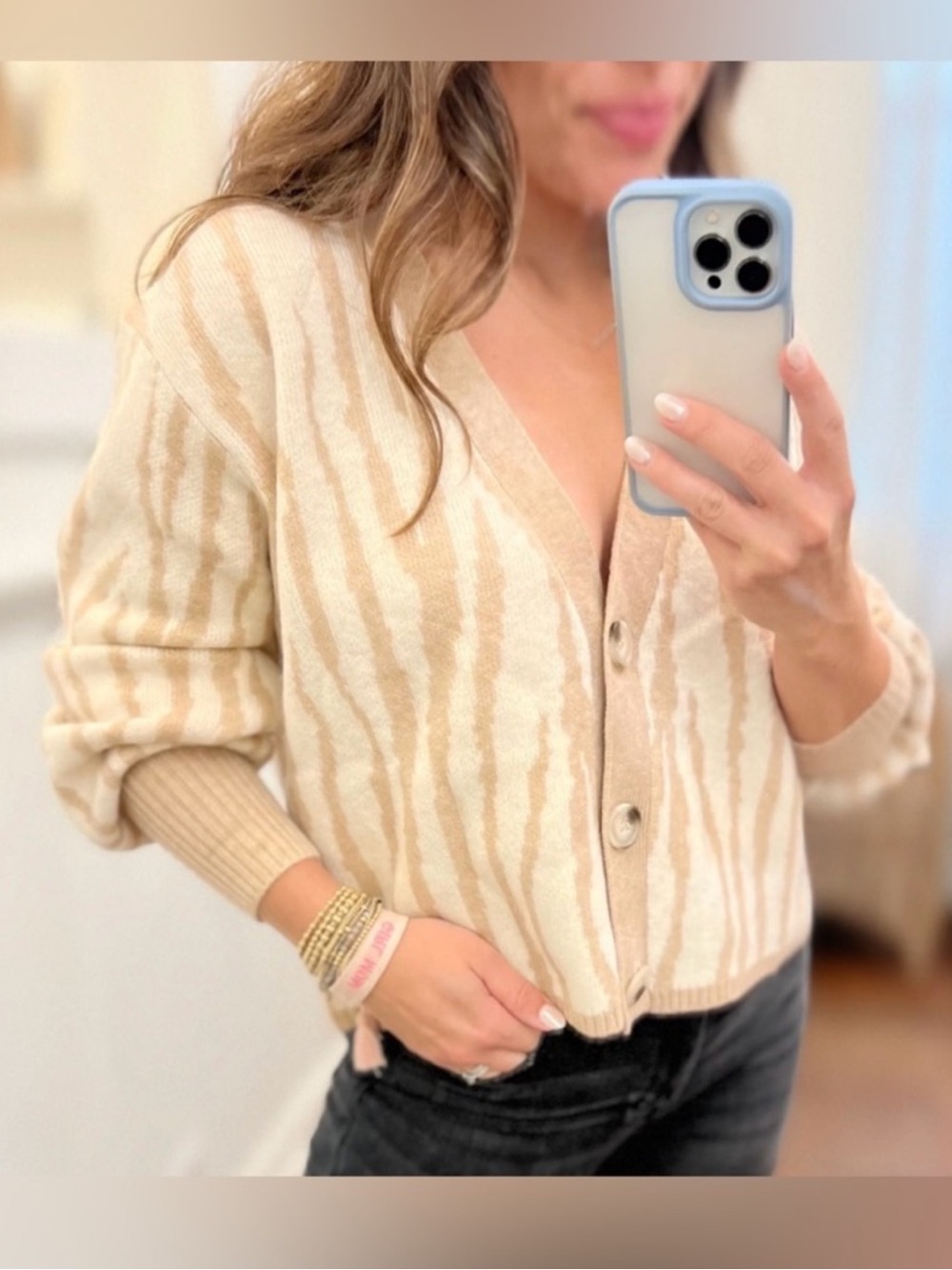 NWOT Lucy Paris Zebra Striped Sweater Cardigan Size Medium